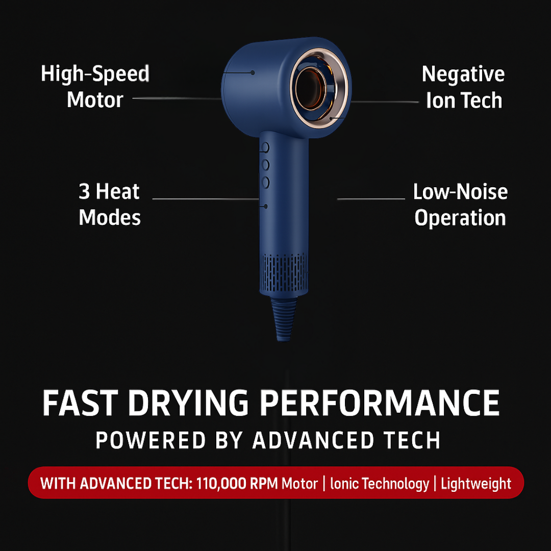 AEROVELLA Smart Ionic Hair Dryer – Lightweight, Quiet & Powerful 1600W